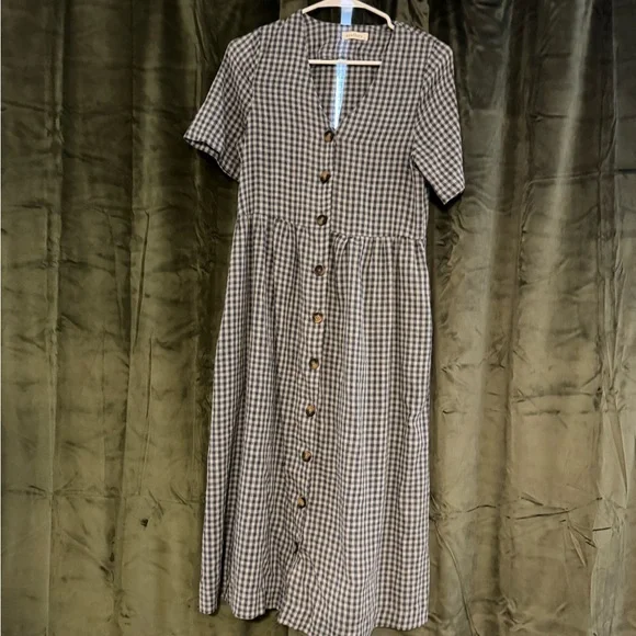 Classic Blue Checkered Midi Dress - Picture 2 of 6